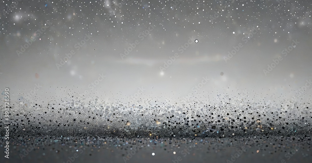 Poster a serene, starry night sky with a multitude of small, glittering particles scattered across the frame, creating a sense of depth and movement.