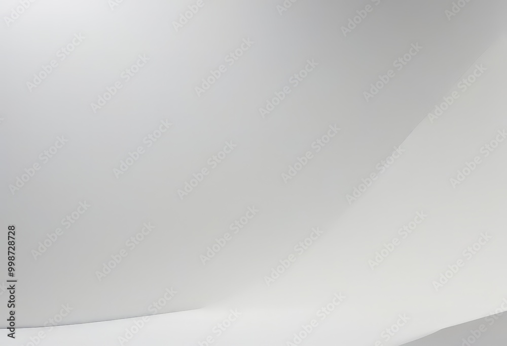 Poster a white wall with a curved, angled design, creating a sense of depth and perspective