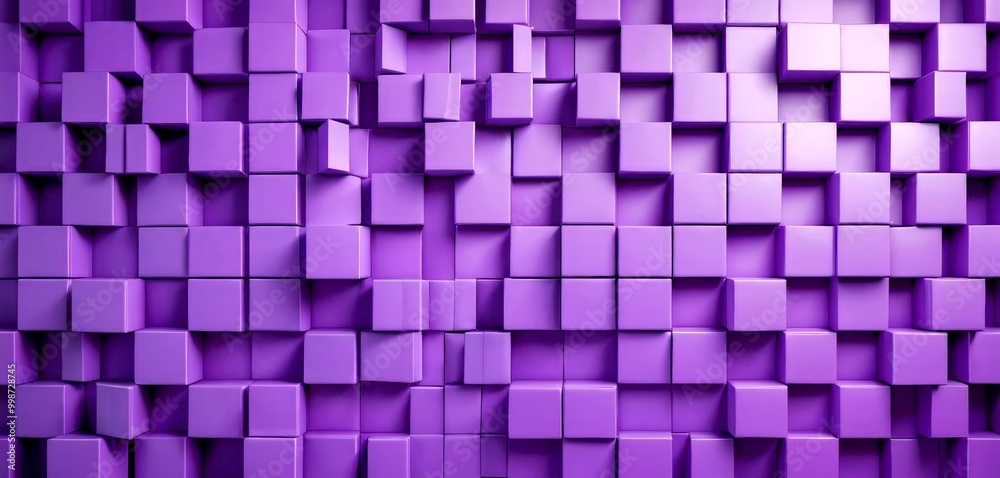 Poster A purple grid of cubes, with each cube having a slightly different shade of purple, creating a visually striking and abstract pattern