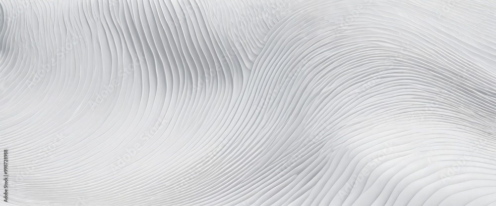 Fototapete a close-up view white, wavy pattern that appears to be made of fabric or paper The pattern has a repeating, rhythmic design with a gradient effect, creating a sense