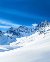 Snowy Mountain Landscape Under Clear Blue Sky