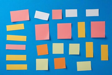 arafed post it notes on a blue surface with a blue background