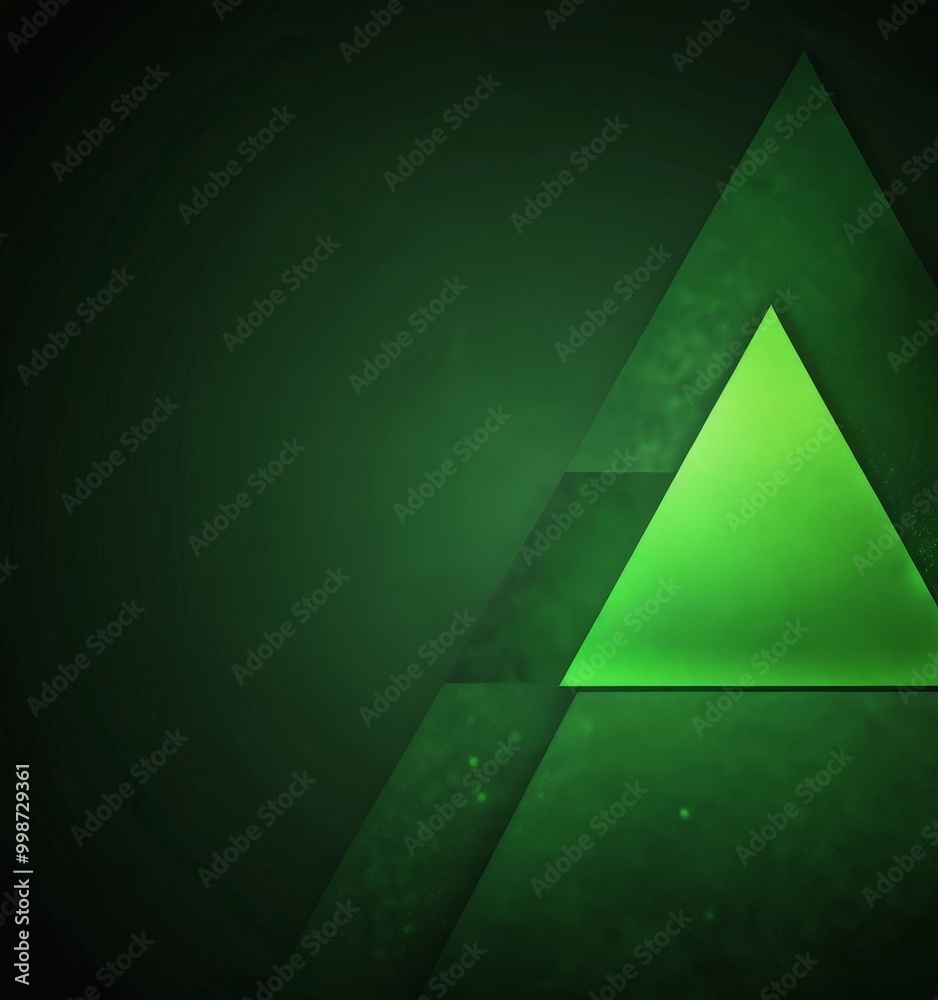 Poster a dark green triangle with a glowing green triangle in the center, set against a black background