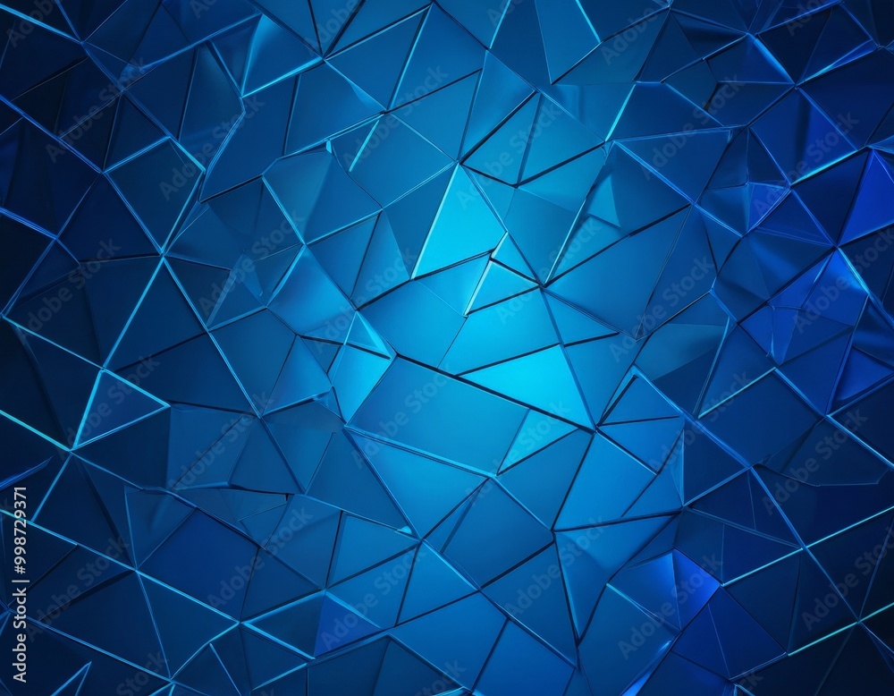 Poster a blue, abstract background composed of numerous triangular shapes, creating a visually striking and geometric pattern