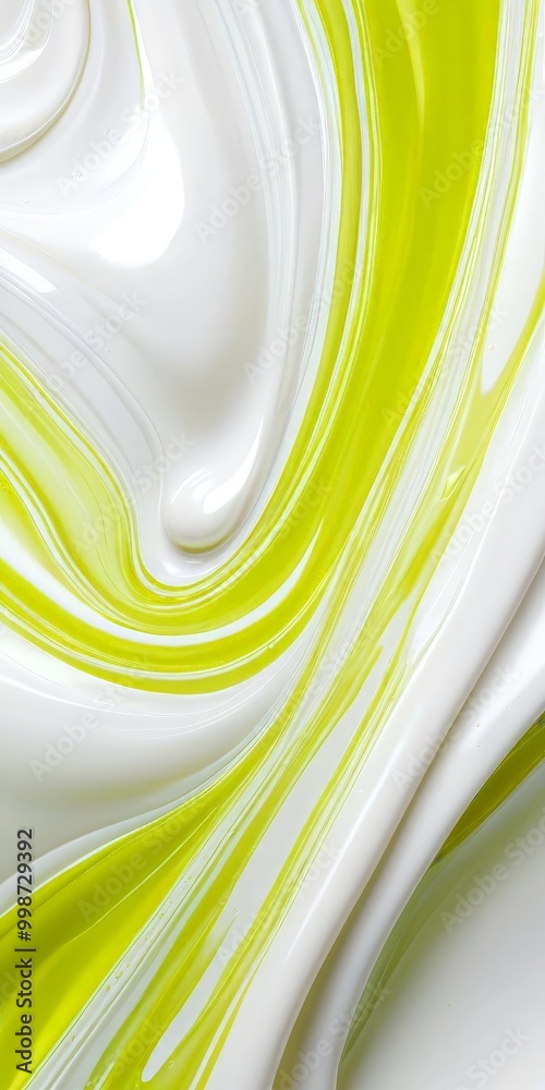 Leinwandbilder a swirling pattern of white and green paint, creating a dynamic and abstract visual effect