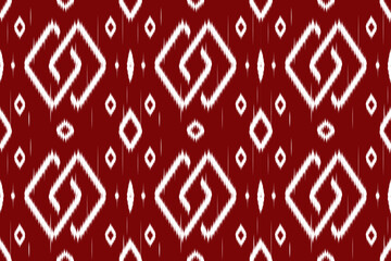 Maroon ikat vector pattern with bold tribal diamonds. Perfect for textile work, packaging, and ethnic crafts.