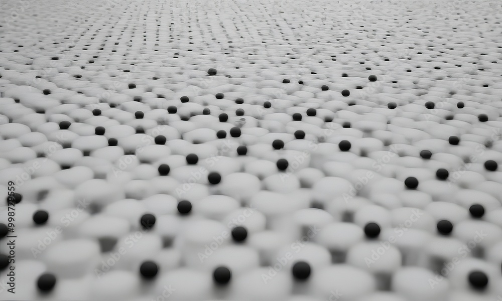 Poster A black and white crowd of people, with the crowd composed of numerous small circles and dots, creating a sense of depth and movement