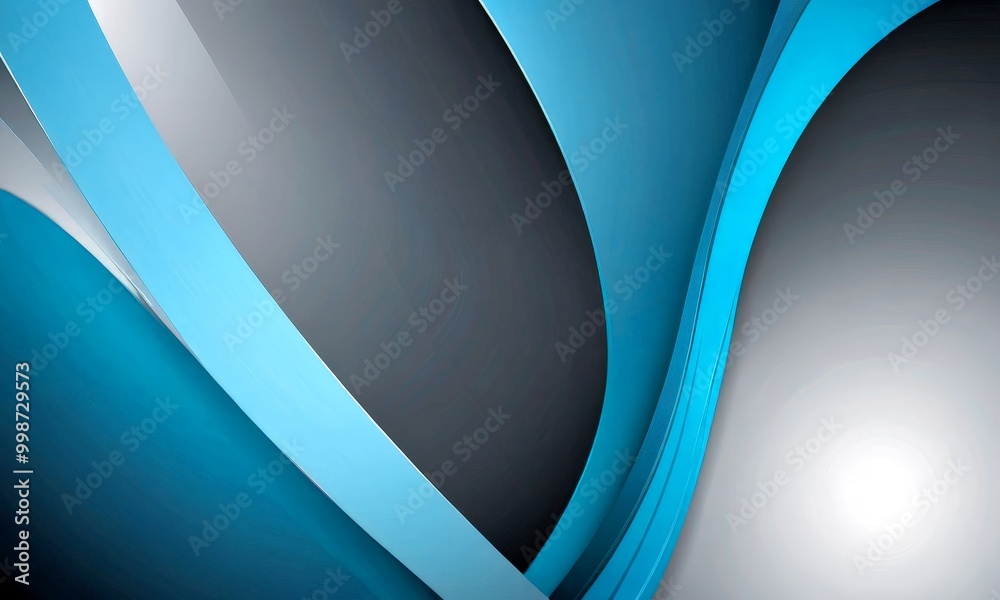 Poster a striking abstract composition of curved lines in shades of blue and gray, creating a sense of movement and dynamism