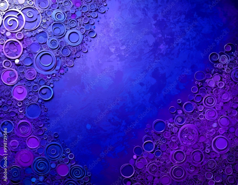 Aufkleber a vibrant abstract composition of overlapping circles in various shades of purple and blue, creating a dynamic and visually striking pattern