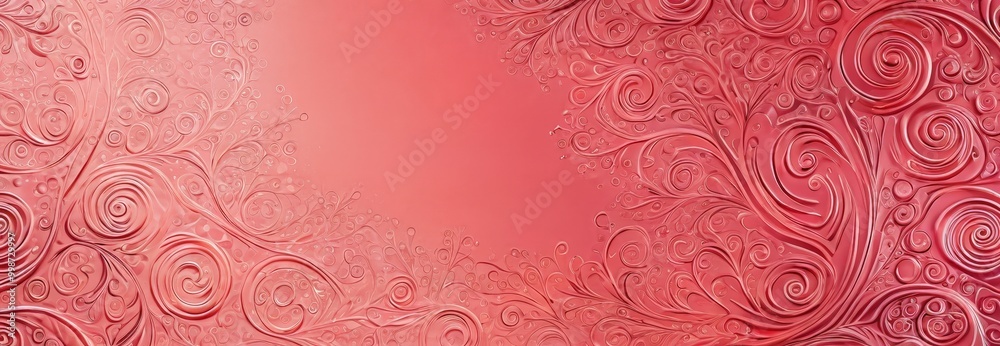 Poster a pinkish-red abstract pattern with a central white space, resembling a tree or a floral design The pattern is composed of numerous small circles and swirls, creating a sense