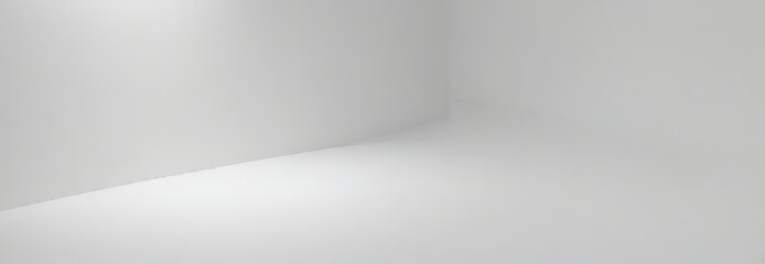 a white room with a curved wall and a white floor, creating a minimalist and clean aesthetic