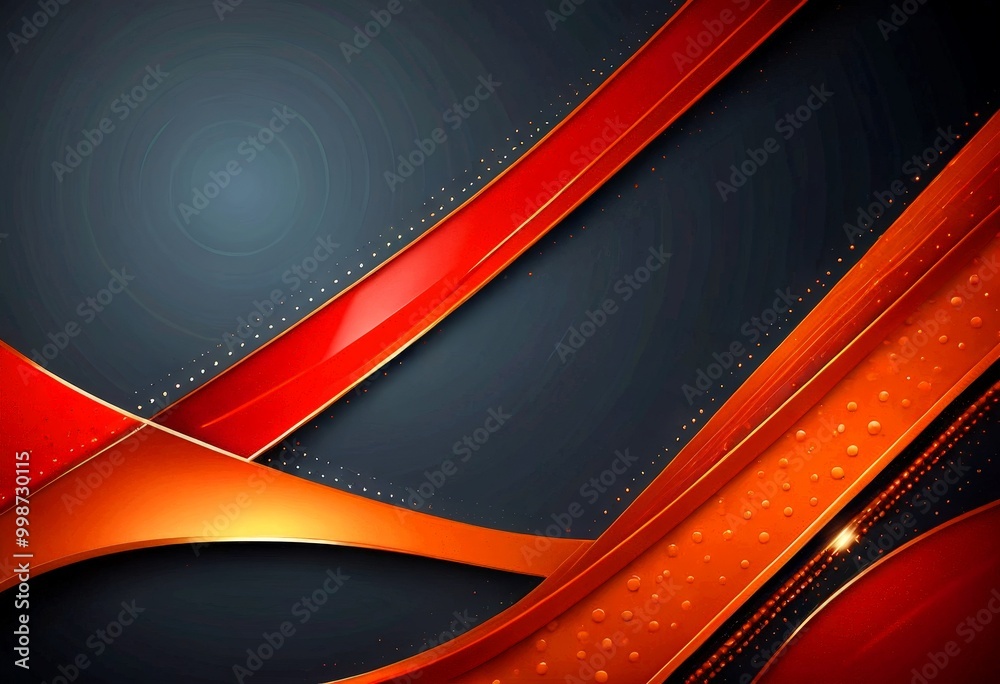 Fototapete a striking abstract composition of intersecting red and orange lines and shapes against a dark blue 