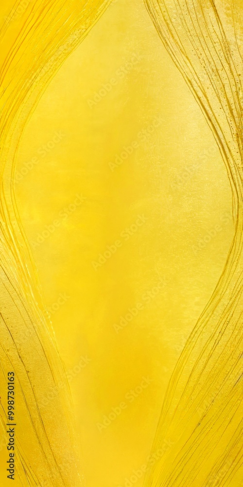 Aufkleber a vibrant abstract composition with a yellow background and a central, curved line The curved line is composed of thin, parallel lines that create a sense of movement