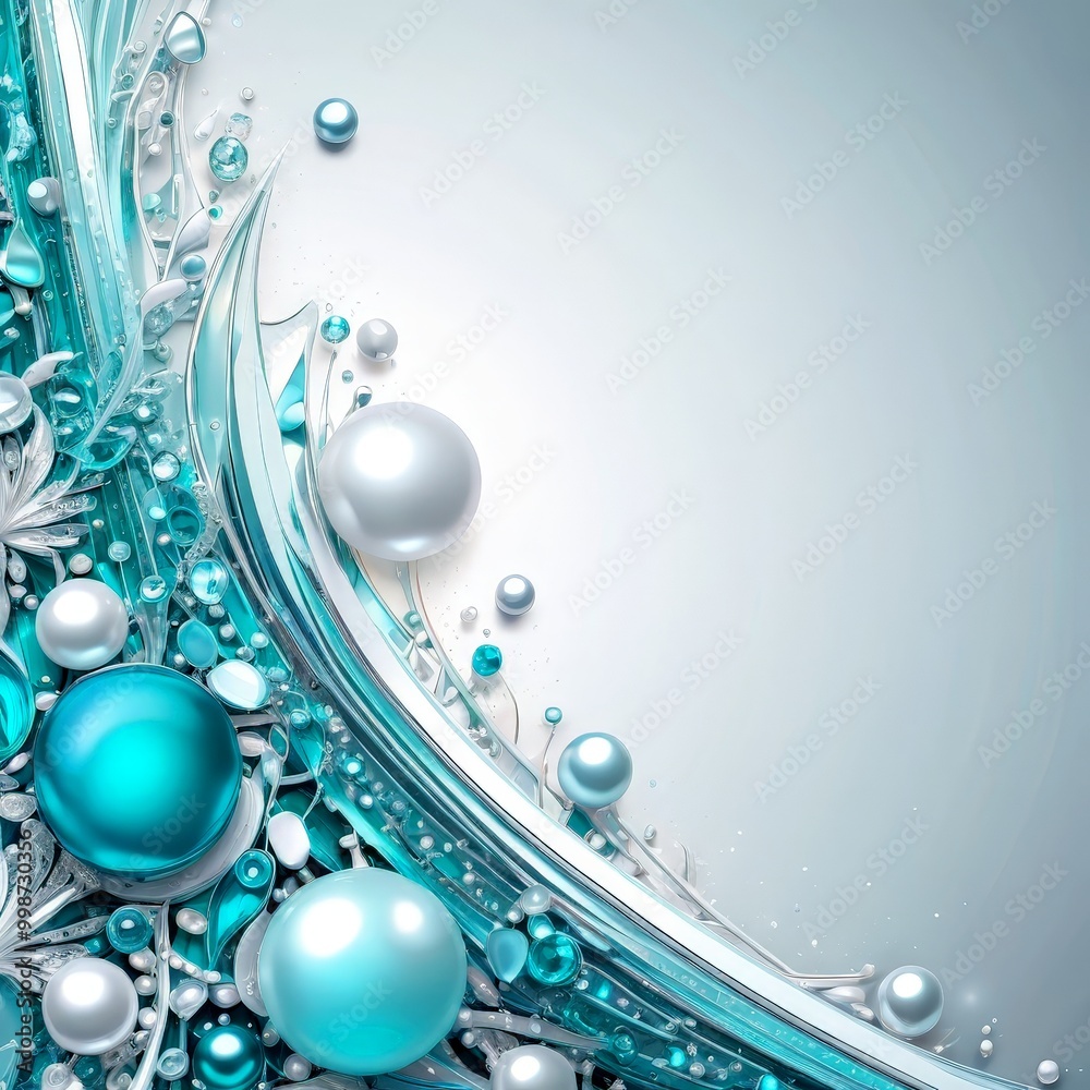 Aufkleber a collection of spherical objects in shades of blue and white, arranged in a curved pattern against 