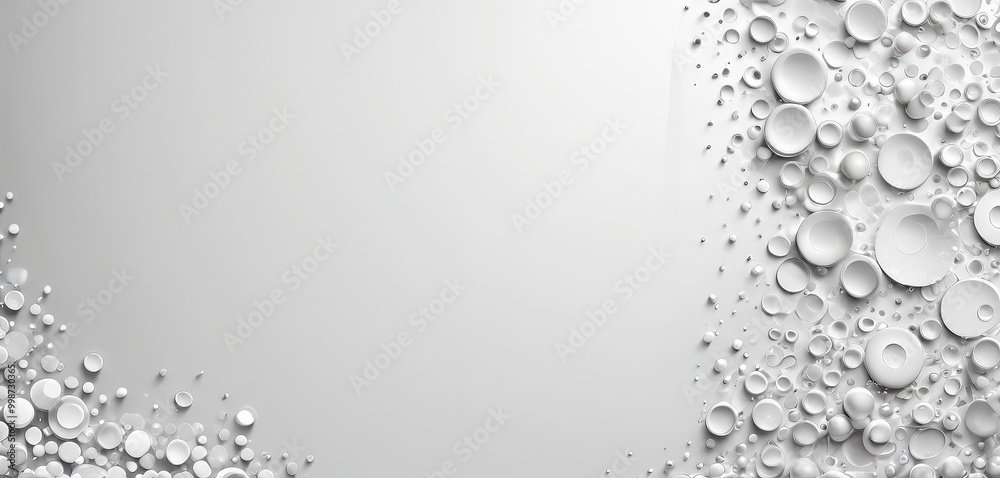 Aufkleber a white background with a variety of white circles and ovals scattered across it, creating a visually striking and abstract composition