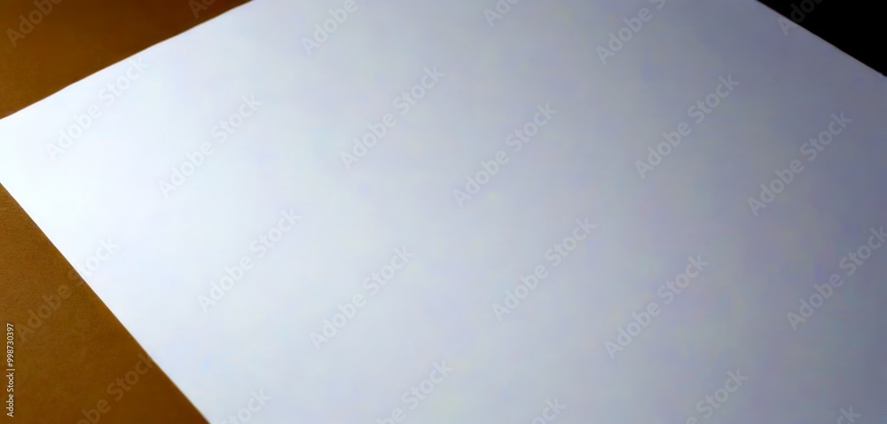Aufkleber a close-up view blank white sheet of paper, with a slight texture on the right side, resting on a be