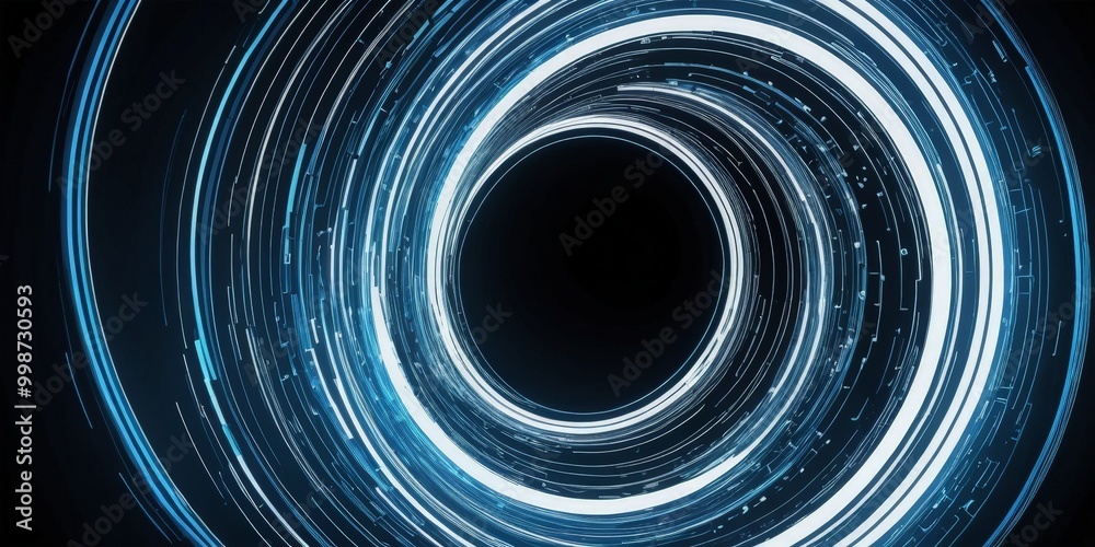Poster a captivating abstract composition of concentric circles, each filled with a unique pattern of white and blue lines The outermost circle is the largest,