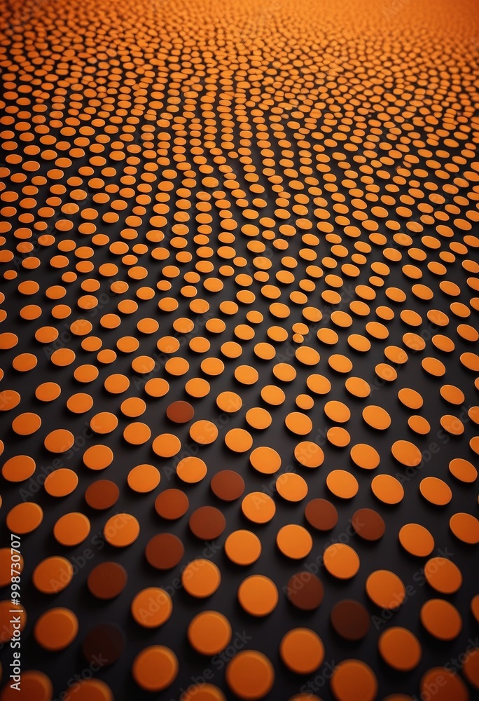 Fototapete a close-up view textured surface composed of numerous small orange circles arranged in a grid-like pattern, creating a visually striking and abstract design