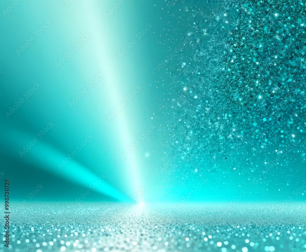 Poster a serene and tranquil scene, dominated by a gradient of blue hues the left side of the features a ra