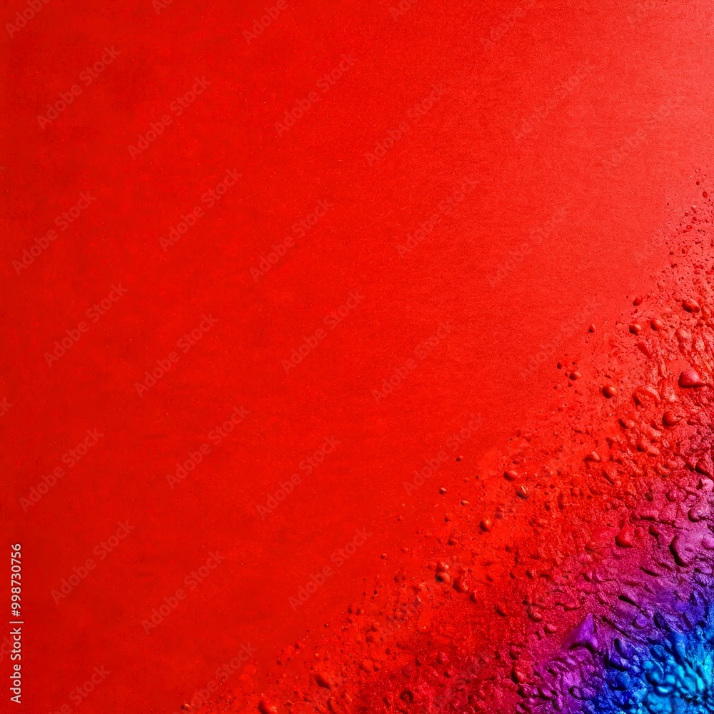 Poster a close-up view of a vibrant red surface with a subtle gradient effect, featuring a mix of red, purp