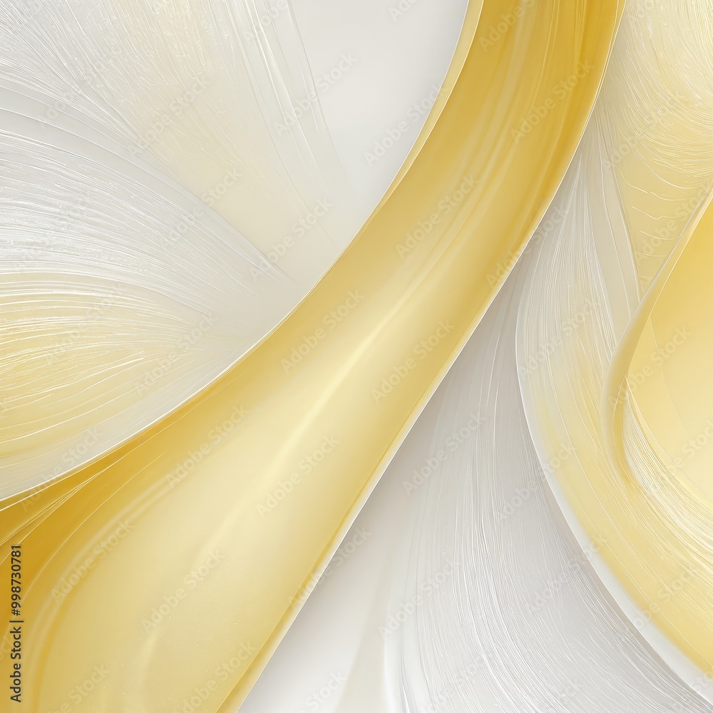 Poster a striking abstract composition of overlapping curved lines in varying shades of yellow and white, c
