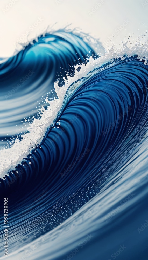 Fototapete the captures a dynamic scene large, curling wave in the ocean, with the wave's crest breaking and se