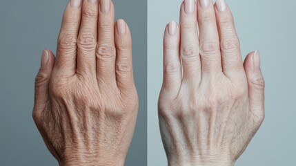 Before and after: hand skincare transformation for rejuvenation and anti-aging