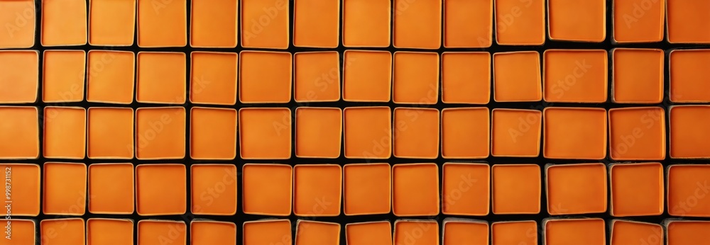 Poster a grid of orange tiles arranged in a repeating pattern, creating a visually striking and geometric composition