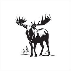deer silhouette vector illustration, 