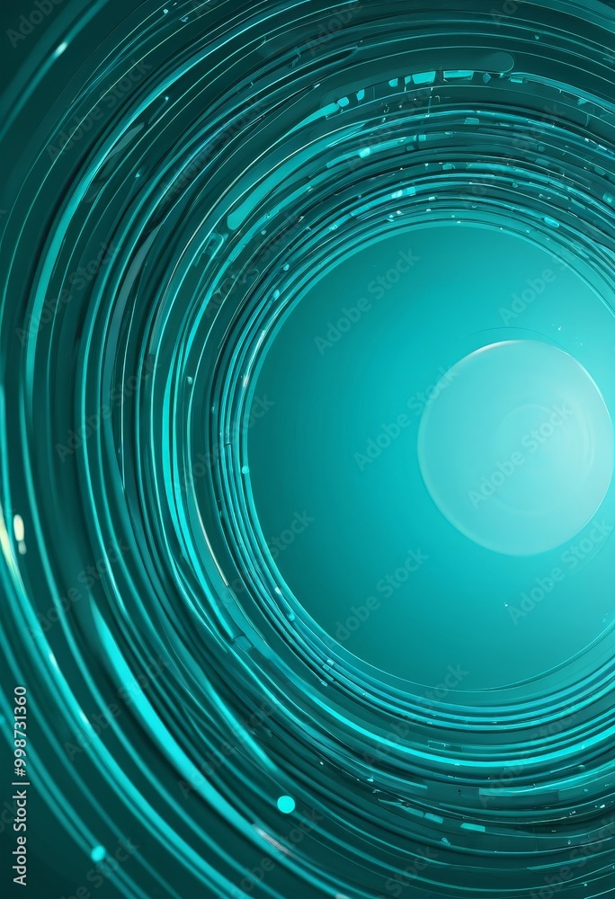 Aufkleber a circular pattern of concentric lines and dots in shades of blue and green, creating a sense of depth and movement