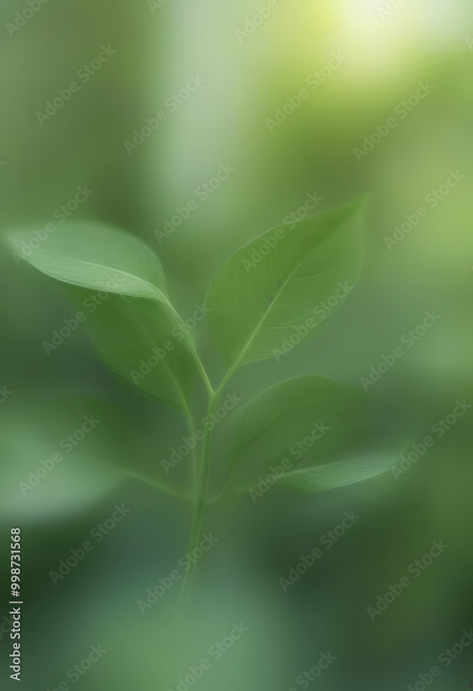 Aufkleber a close-up green leaf with a blurred background of more leaves and a blurred green background