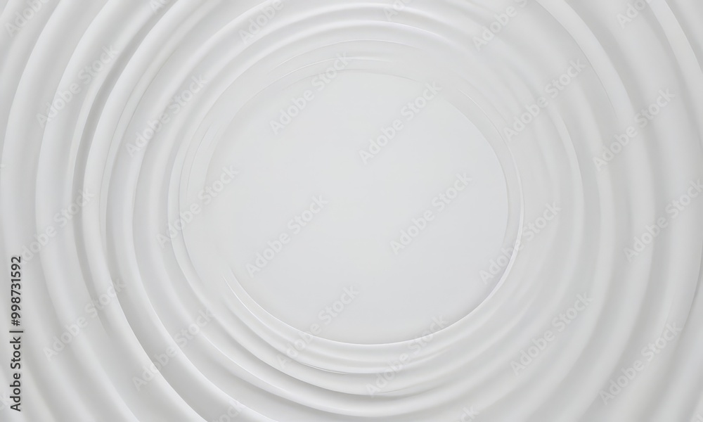 Poster a white circular background with a central white circle and concentric white circles radiating outwards, creating a sense of depth and movement
