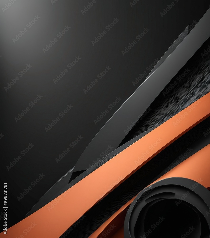 Leinwandbilder a dark background with a striking geometric pattern composed of intersecting lines and curves in sha