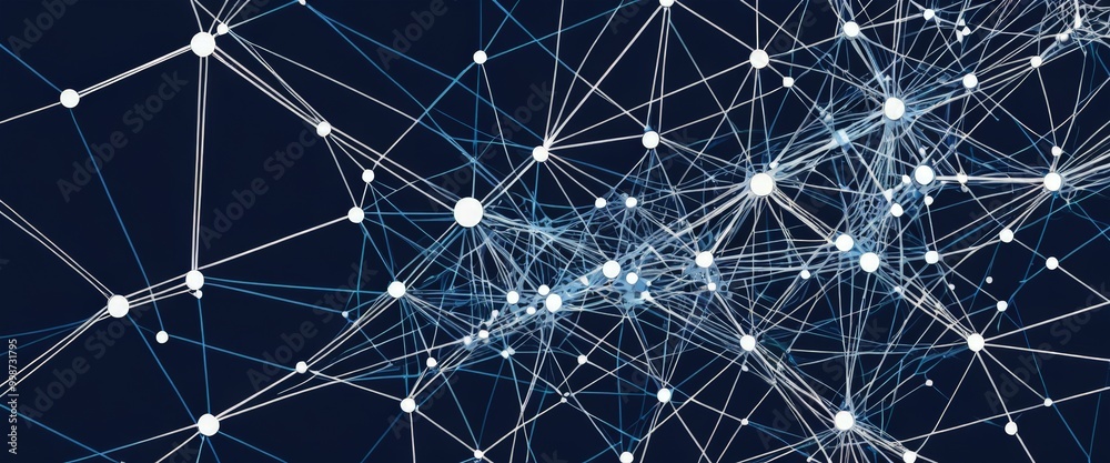 Fototapete a complex network of interconnected lines and dots, resembling a digital or technological network The lines and dots are arranged in a grid-like pattern,