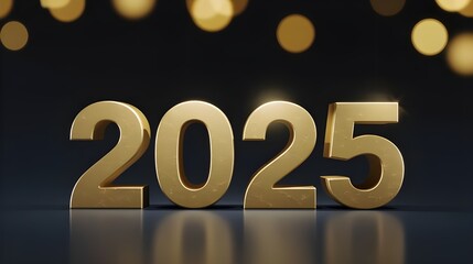 Golden 2025 New Year Celebration 3D Render