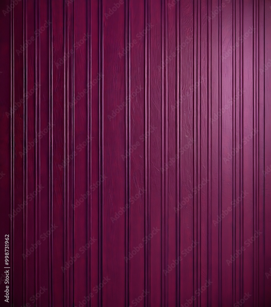 Poster a close-up view vertical wooden panel with a rich, deep purple color The panel has a textured surface, with visible grain and lines running through it, giving it a