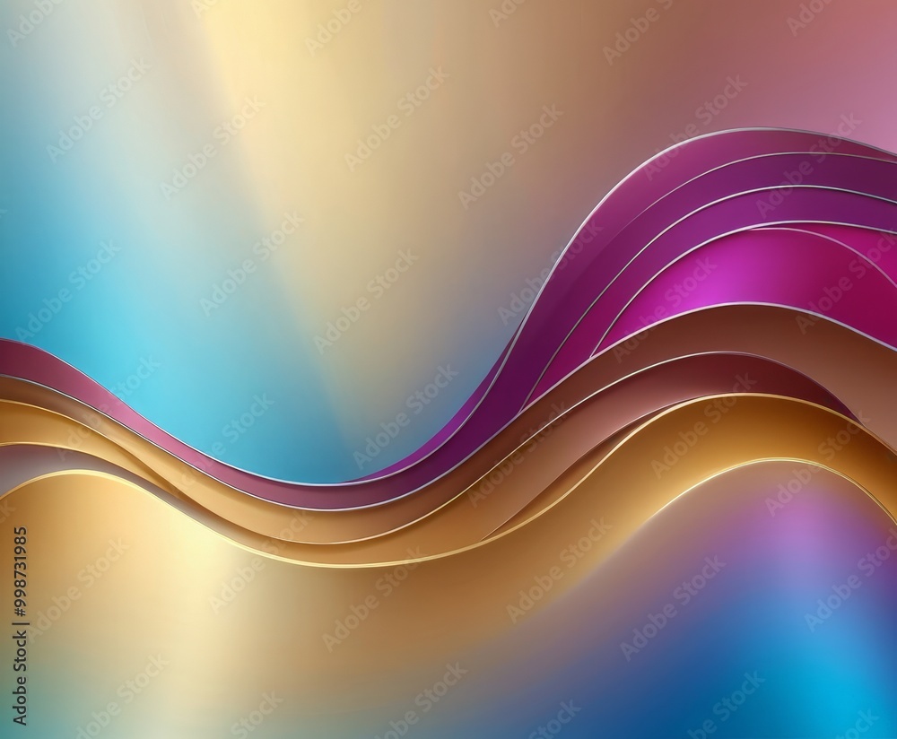 Aufkleber a vibrant abstract composition of overlapping curved lines in various shades of blue, purple, and gold, creating a dynamic and visually striking pattern
