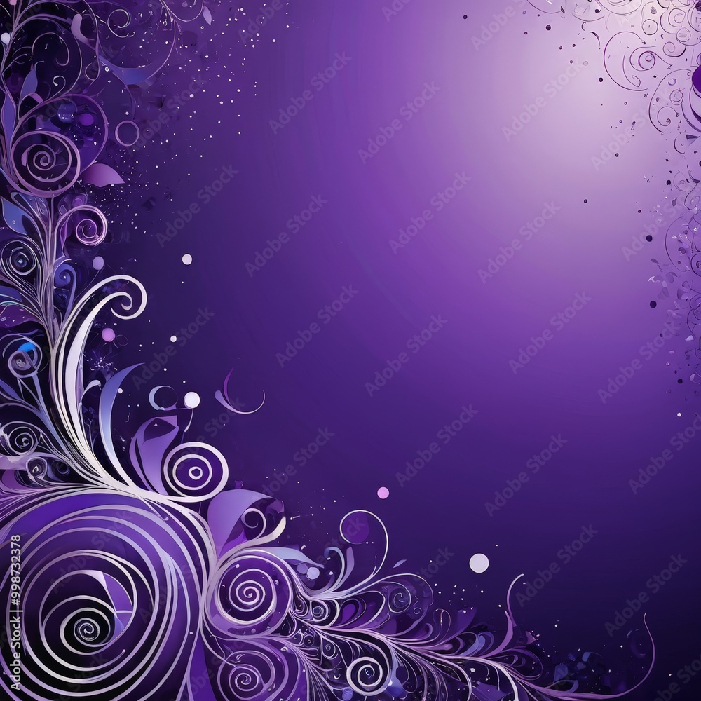 Leinwandbilder a purple background with a central design of swirling, curving lines and dots, creating a sense of movement and dynamism The design is symmetrical, with the left and right