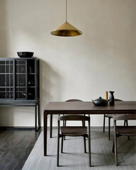 modern luxury dining room interior, retro vintage style.