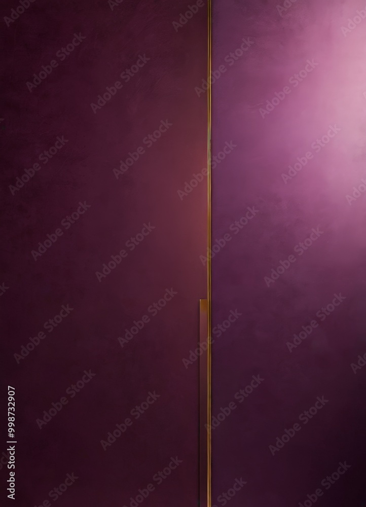 Poster a vertical gold line running diagonally across a deep purple background, creating a striking contrast between the warm color and the cool metallic tone
