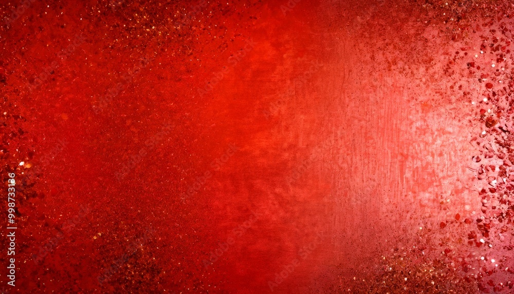 Poster a vibrant red background with a gradient effect, speckled with small white dots and glitter, creating a textured and dynamic visual effect.