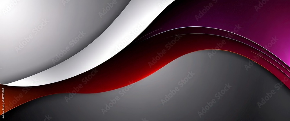 Poster a striking abstract composition of curved lines in varying shades of red, white, and gray, creating 