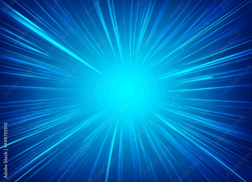 Poster a vibrant blue background with radiating lines of light, creating a sense of energy and movement the