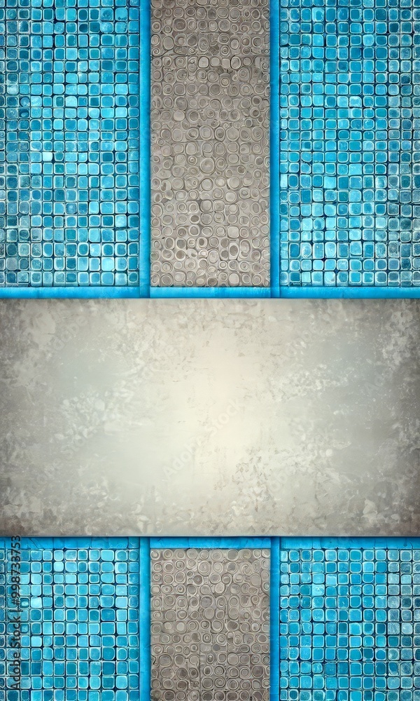 Aufkleber a pattern of blue and gray tiles arranged in a grid-like fashion, with a central gray tile and a ver