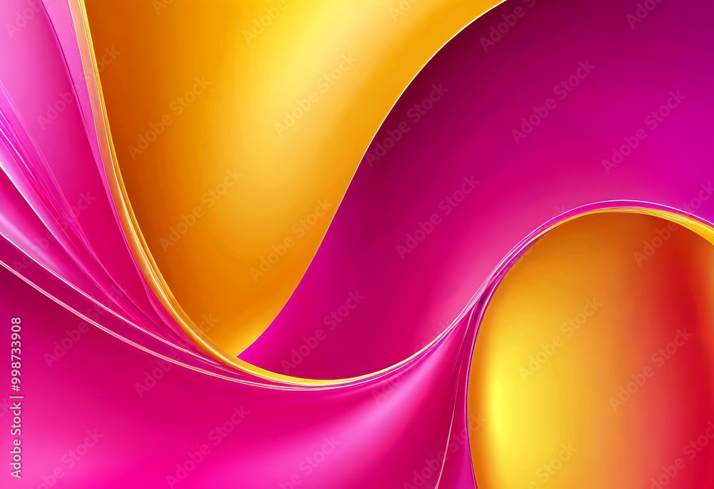 Aufkleber a vibrant abstract composition of overlapping curved lines in shades of pink and yellow, creating a dynamic and visually striking pattern