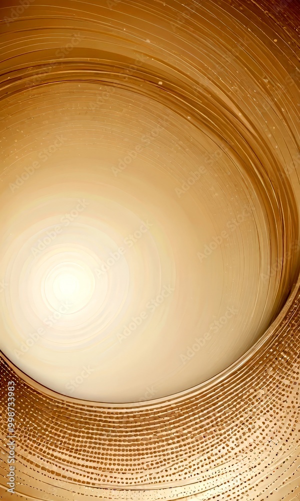 Poster a circular pattern with a gradient of light and dark brown tones, creating a sense of depth and movement