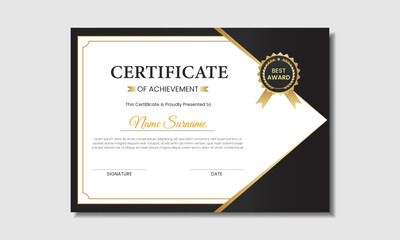 Creative modern certificate template design, luxury gold certificate of achievement template design