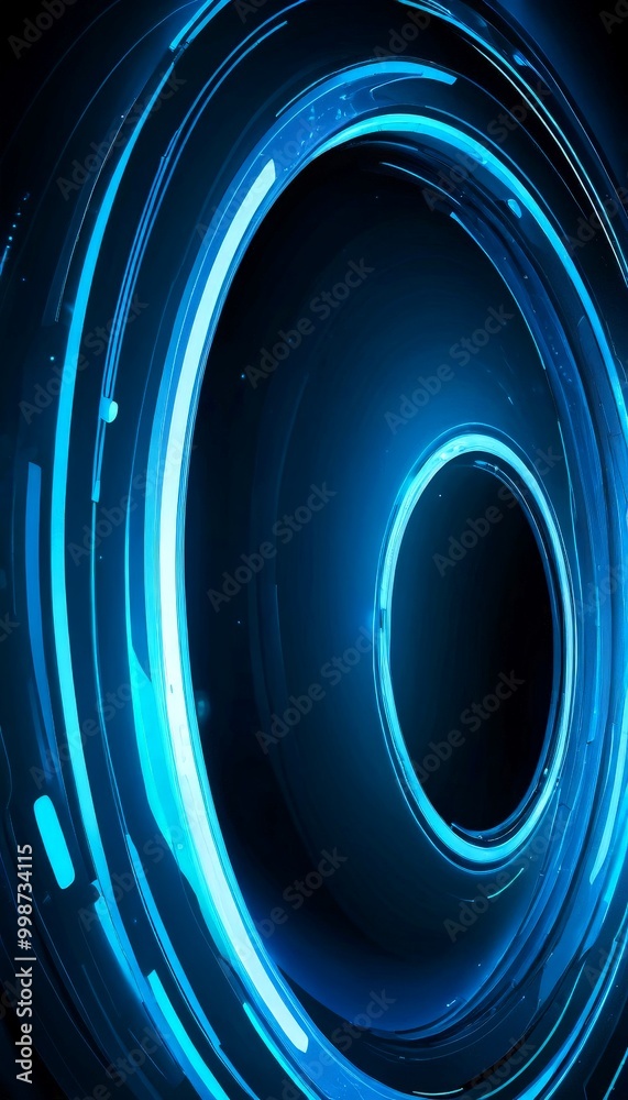 Fototapete a circular pattern of blue and white lines, creating a sense of depth and movement The lines are arranged in a way that they appear to be emanating from a central point,