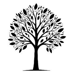 Obraz premium Tree . Black and white botanical pattern. For use in graphics, materials. Abstract plant shapes. Minimalist illustration for printing on wall decorations.