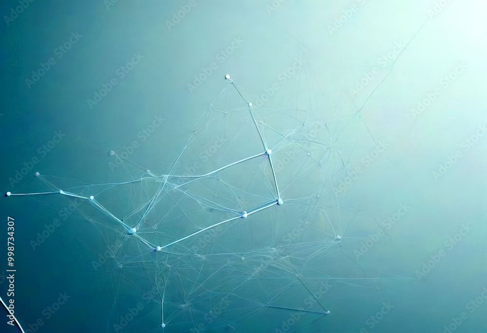 Leinwandbilder a complex network of interconnected lines and dots, resembling a spider web or a web of interconnected nodes, set against a light blue background